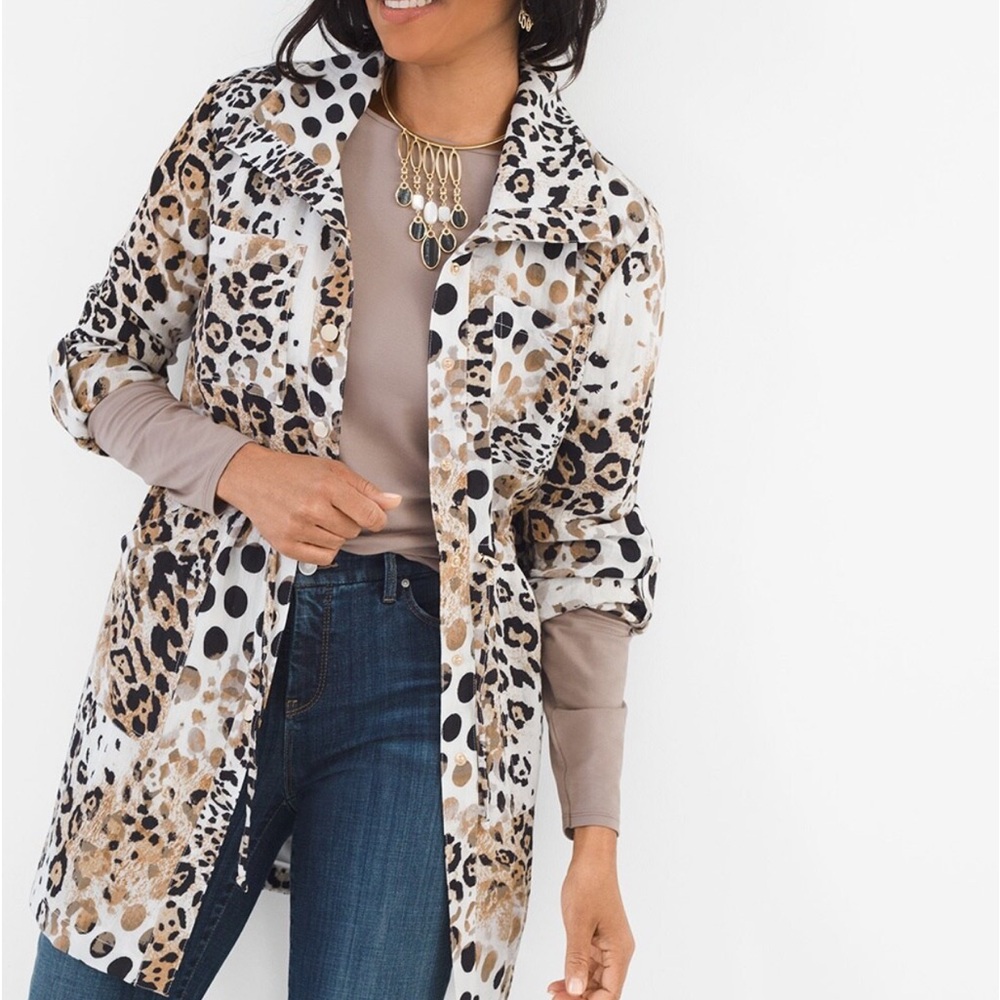 Chico’s NWT Animal Anorak LS Jacket
